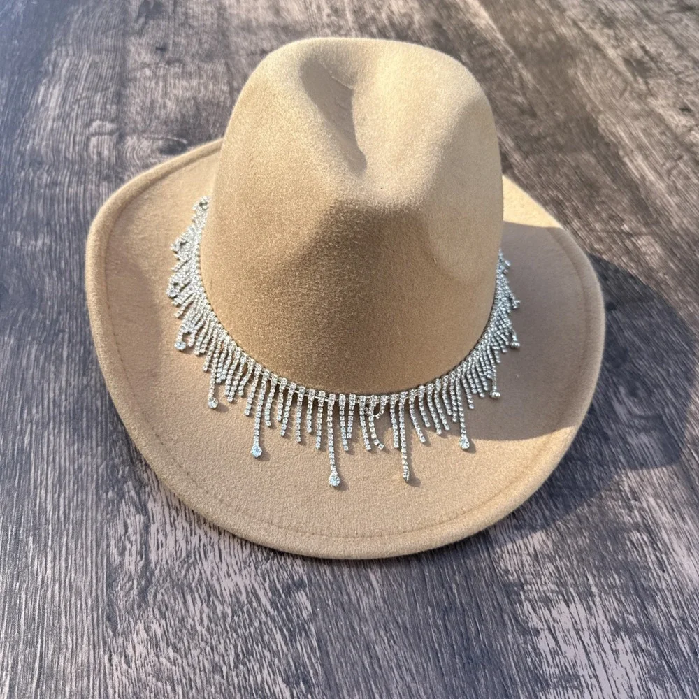 David‎ And Young Bling Cowboy Hat NWT Tan Rhinestones